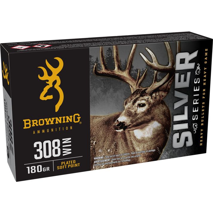 Browning Ammo B192603081Silver 308Win 180gr Plated Soft Point 20 Per Box/10 Case