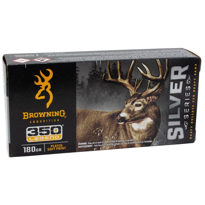 Browning Ammo B192603501Silver 350Legend 180gr Plated Soft Point 20 Per Box/10 Case