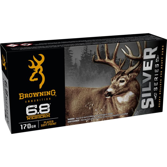 Browning Ammo B192600681Silver 6.8Western 170gr Plated Soft Point 20 Per Box/10 Case