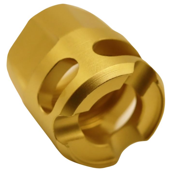 True Precision Inc TPYMICROG Micro Compensator Y-Type Gold 416R Stainless Steel 1/2"x28 Threads 9mm/380 ACP