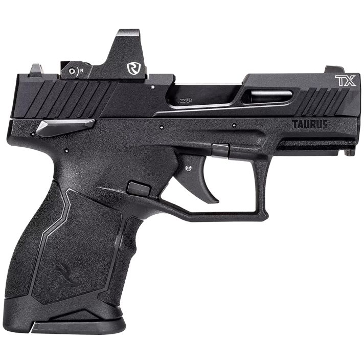 Taurus 1TX22131RI TX22C w/Optic Compact Frame 22 LR 13+1 SAO 3.60" Matte Black Steel Threaded Barrel, Black Anodized Optic Ready/Serrated Slide, Black Polymer Frame w/Picatinny Rail, Riton Red Dot