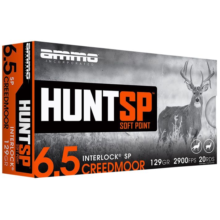 Ammo Inc 65CM129SPA20 Hunt6.5Creedmoor 129gr Soft Point 20 Per Box/10 Case