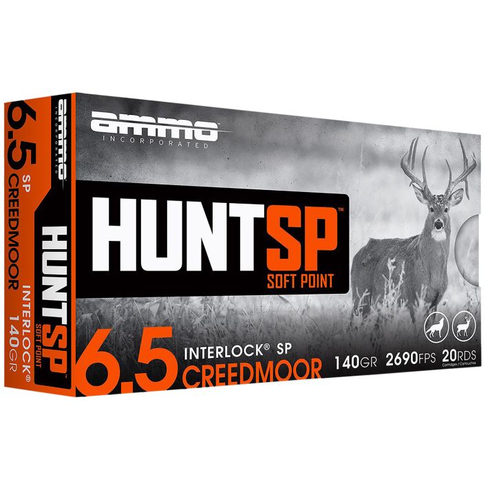 Ammo Inc 65CM140SPA20 Hunt6.5Creedmoor 140gr Soft Point 20 Per Box/10 Case