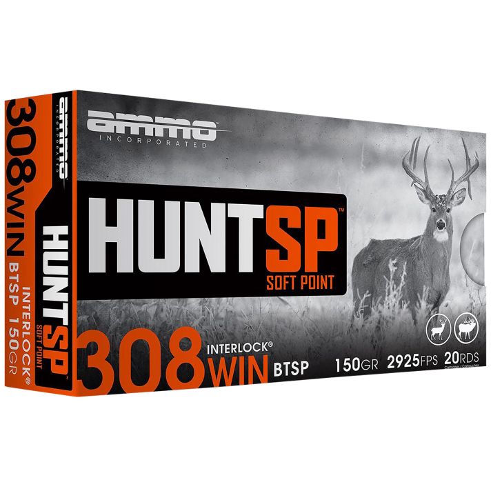 Ammo Inc 308150SPA20 Hunt308Win 150gr Soft Point 20 Per Box/10 Case
