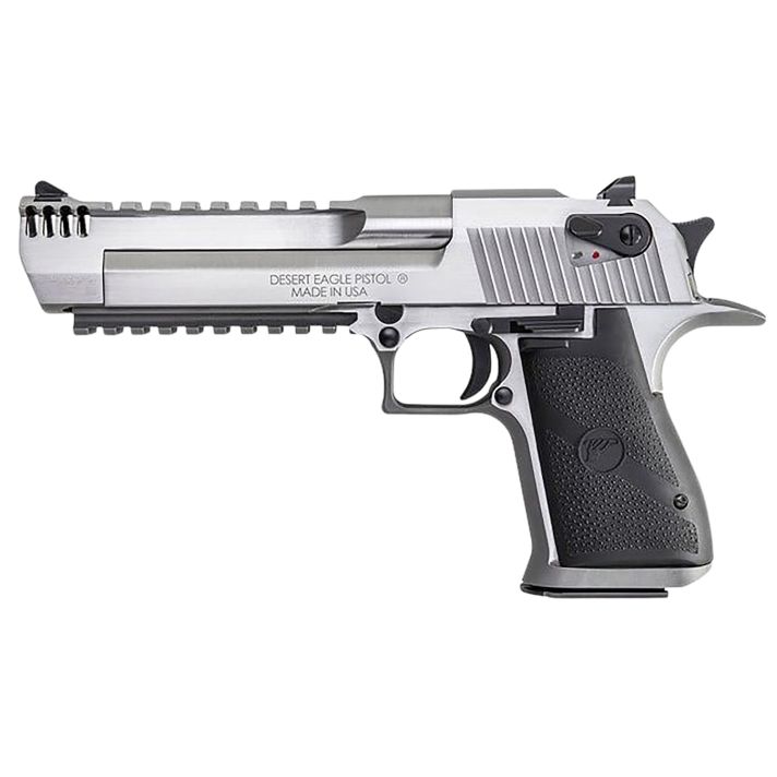 Magnum Research DE357SRMB Desert Eagle Mark XIX 357 Mag 9+1 6" Stainless Steel Barrel, Stainless Steel Serrated Slide, Stainless Steel Frame w/Beavertail & Picatinny Rail, Weaver Top Mount