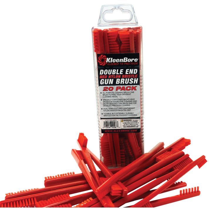 KleenBore UT221RED20PK Double End Brush Utility Brush Red Nylon 20 Pack