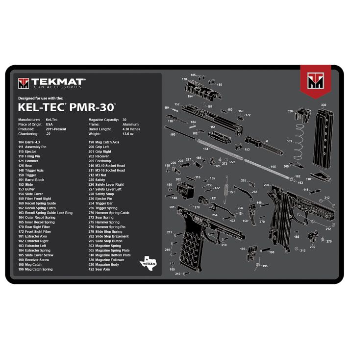 TekMat TEKR17KELPMR3 Kel-Tec PMR-30 Cleaning Mat Gray Rubber 11"x17" Kel-Tec PMR-30 Parts Diagram