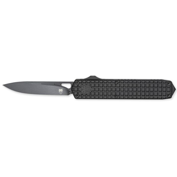 CobraTec KnivesMambaLarge Plain Black TiCN D2 Steel Blade/4.75" Black Textured Aluminum Handle