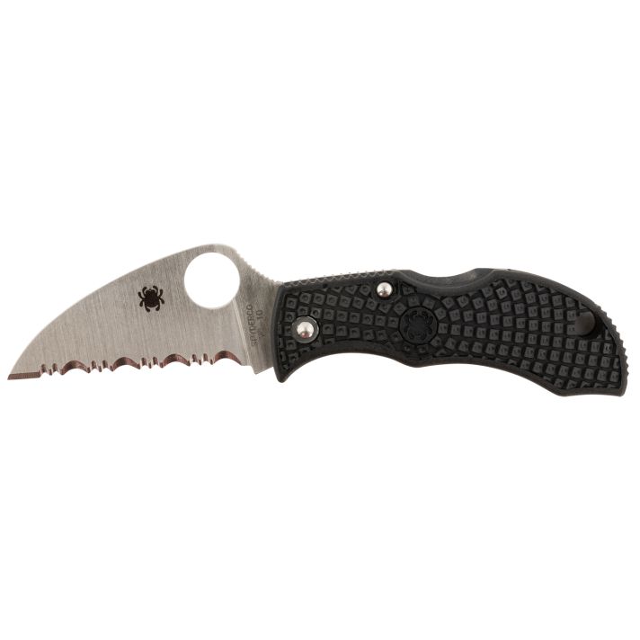 Spyderco MBKWSB Manbug1.91" Folding Wharncliffe Serrated Non-Reflective Black TiCN VG-10 SS Blade, Black Textured FRN Handle