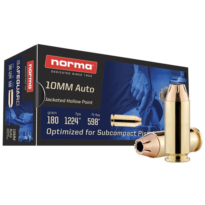 Norma Ammunition 801109265 10mm 180gr Jacketed Hollow Point 50 Per Box/20 Case