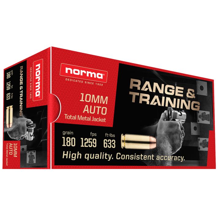 Norma Ammunition 801105383 10mm 180gr Total Metal Jacket 50 Per Box/20 Case
