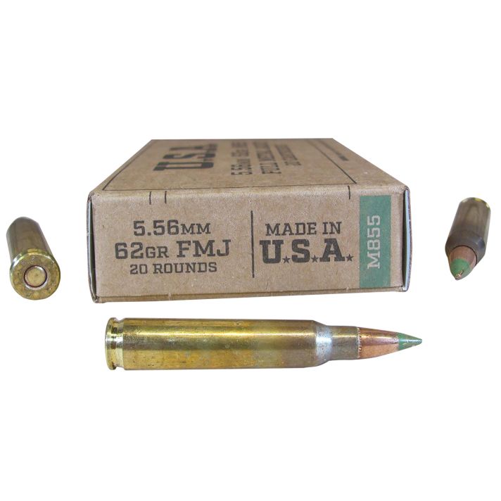 Winchester Ammo SGM855KW USA M855 5.56mm 62gr Full Metal Jacket 20 Per Box/50 Case