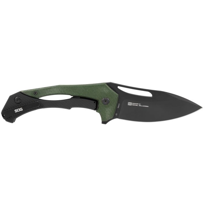 S.O.G SOG14240257 Bulwark FLK EDC 3.50" Folding Drop Point Plain Black PVD Cryo D2 Steel Blade, Olive Drab Textured Linen Micarta Handle, Presentation Box