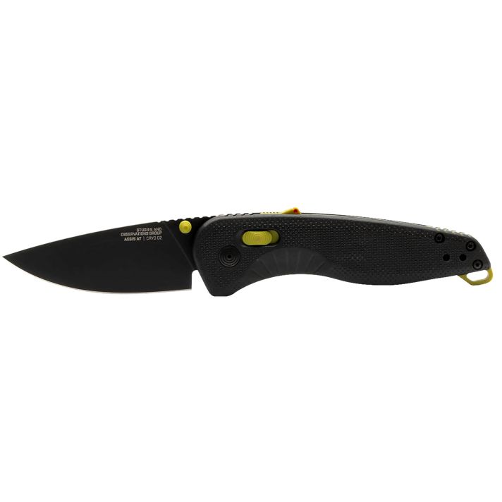S.O.G SOG11411141 Aegis AT 3.13" Folding Drop Point Plain Black TiNi Cryo D2 Steel Blade, Black w/Moss Accents GRN Handle, Peg Box Pkg