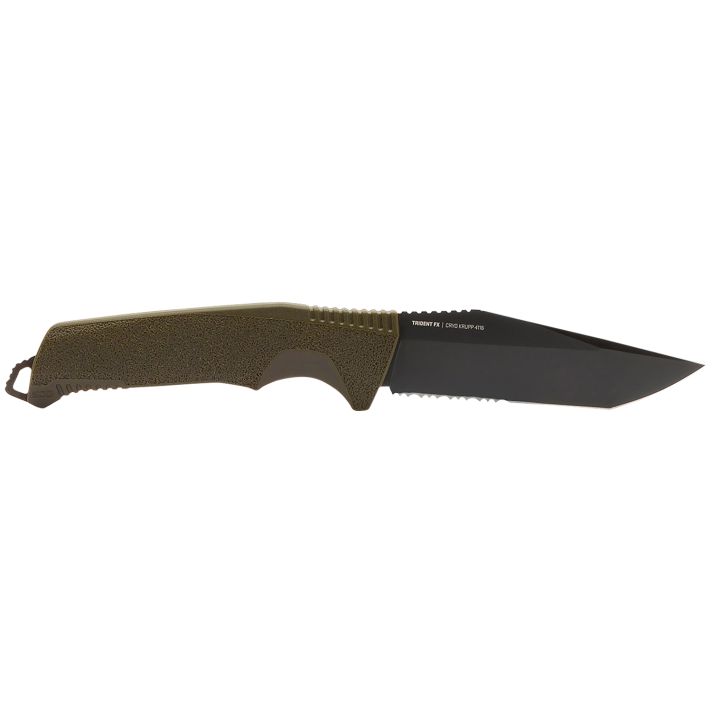 S.O.G SOG17120457 Trident FX 4.20" Fixed Tanto Part Serrated TiNi 1.4116 SS Blade, OD Green Textured GRN Handle