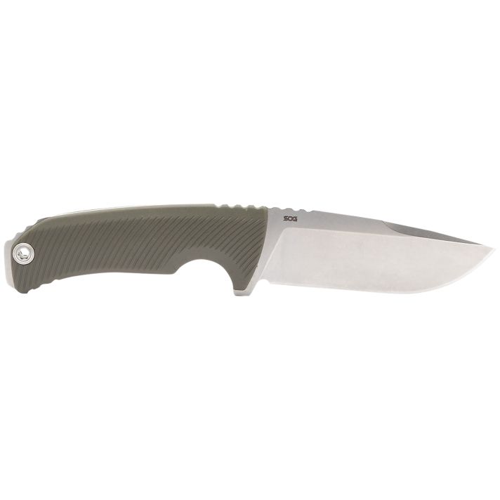 S.O.G SOG17060143 Tellus FX 4.20" Fixed Clip Point Plain Stonewashed Cryo 440C SS Blade, Olive Drab Textured GRN Handle, Blister Pkg