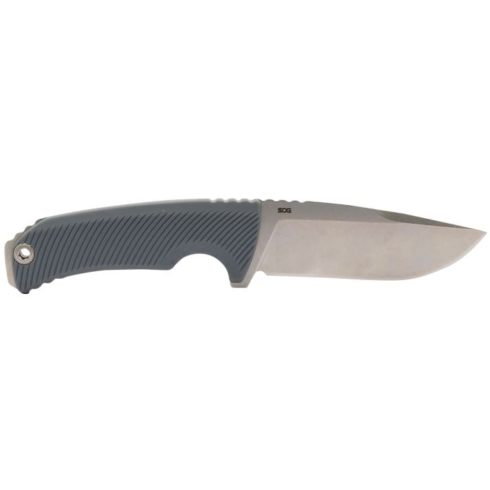 S.O.G SOG17060243 Tellus FX 4.20" Fixed Clip Point Plain Stonewashed Cryo 440C SS Blade, Wolf Gray Textured GRN Handle, Blister Pack