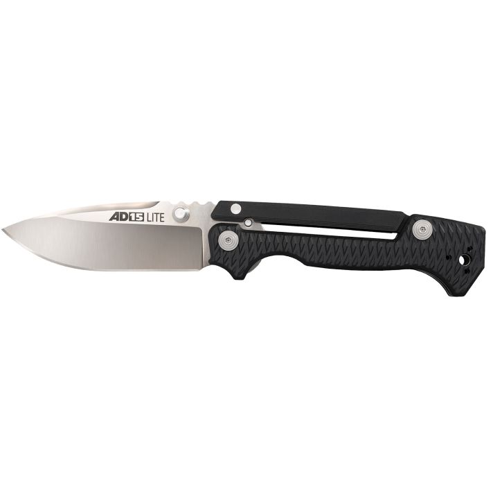 Cold Steel CS58SQLZ AD-15 Lite 3.50" Folding Drop Point Plain Satin AUS-10A SS Blade, 5" Black Textured Griv-Ex Handle