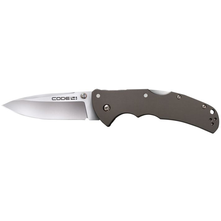 Cold Steel CS58PSZ Code 43.50" Folding Spear Point Plain Satin S35VN Blade, 5" Gunmetal Gray Aluminum Handle