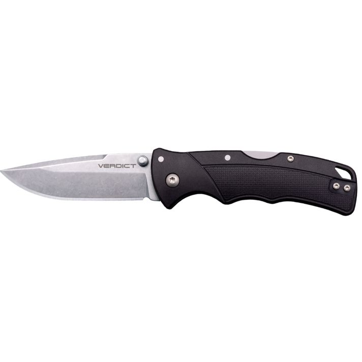 Cold Steel CSFLC3SPSSZ VerdictEDC 3" Tanto Plain Folding 4116 Krupp SS Blade, Black Textured GFN Handle