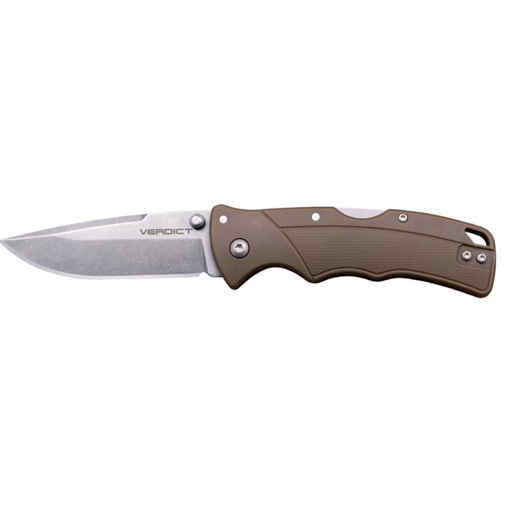 Cold Steel CSFLC3SPSSFDEZ VerdictEDC 3" Tanto Plain Folding 4116 Krupp SS Blade Flat Dark Earth Textured, GFN Handle
