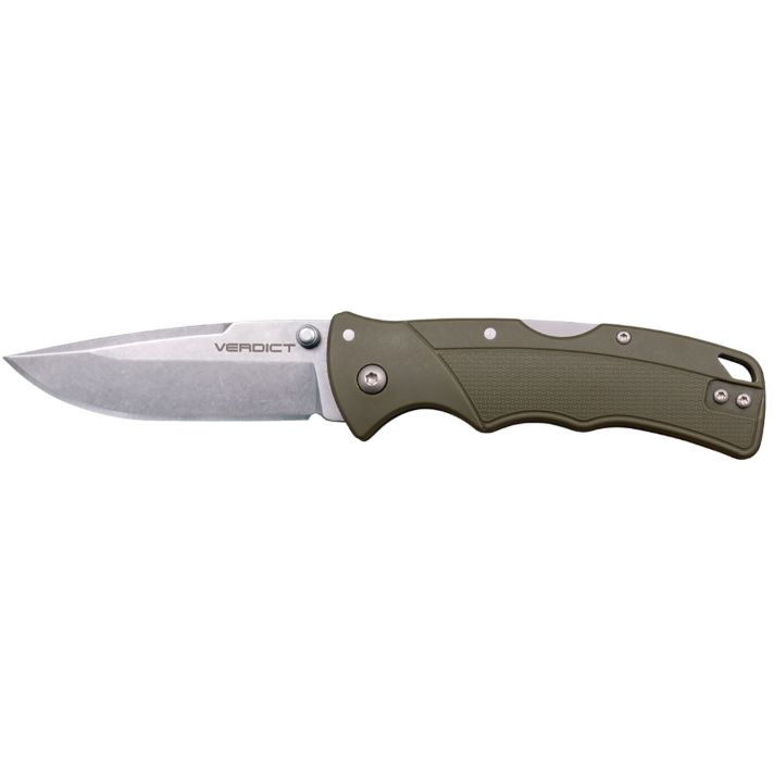 Cold Steel CSFLC3SPSSODGZ VerdictEDC 3" Spear Point Plain Folding 4116 Krupp SS Blade, ODG Textured GFN Handle