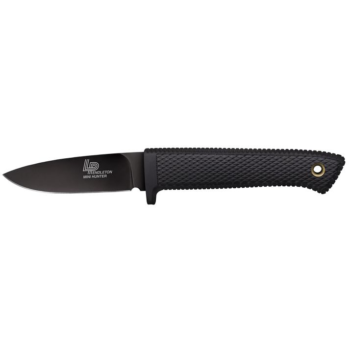 Cold Steel CS36LPMFZ Pendleton Mini Hunter 3" Fixed Drop Point Plain Black Matte Powder Coat AUS-10A SS Blade, 3.25" Black Textured Kray-Ex Handle