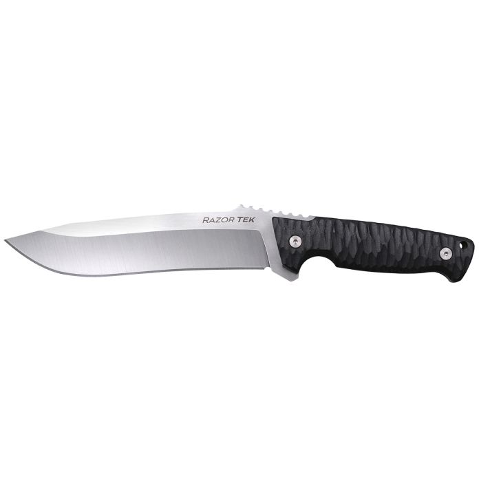 Cold Steel CSFX65RZR Razor TekEDC 6.50" Fixed Clip Point Plain Satin 4116 Krupp SS Blade, 6.13" Black Textured