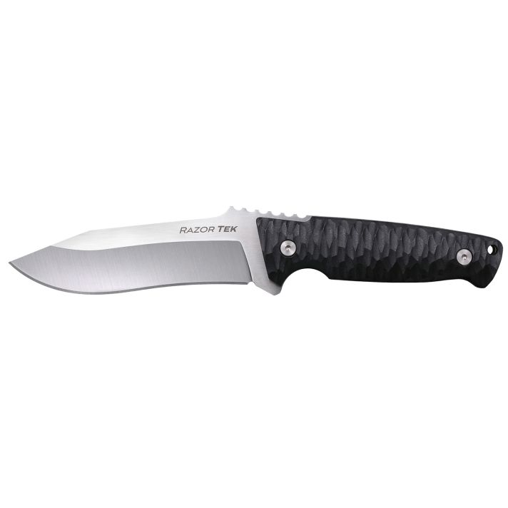 Cold Steel CSFX5RZR Razor TekEDC 5" Fixed Clip Point Plain Satin 4116 Krupp SS Blade, 4.63" Black Textured