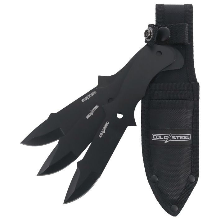Cold Steel CSTH80KVC3PK Throwing KnivesSet of 3 Fixed 8" Drop Point Plain Black Oxide 420 Stainless Steel Blade, Includes Sheath
