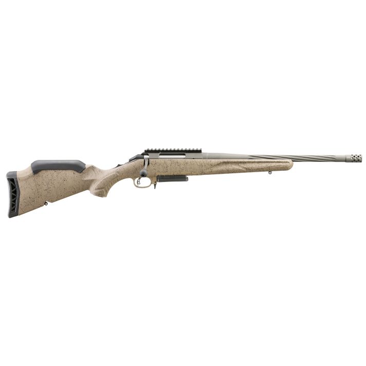 Ruger 46929 American Ranch Gen II Full Size 308 Win 3+1 16.10" Cobalt Cerakote Spiral Threaded Barrel, Picatinny Rail Steel Receiver, Flat Dark Earth Splatter Adj Comb Synthetic Stock