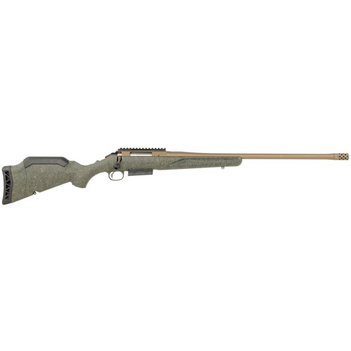 Ruger 46935 American Predator Gen II Full Size 450 Bushmaster 3+1 22" Burnt Bronze Cerakote Threaded Barrel, Picatinny Rail Steel Receiver, Green Splatter Adjustable Synthetic Stock