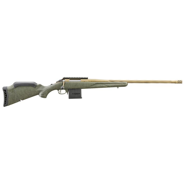 Ruger 46940 American Predator Gen II 22 ARC 10+1 22" Burnt Bronze Cerakote Threaded Barrel, Picatinny Rail Steel Receiver, Green Splatter Adjustable Synthetic Stock