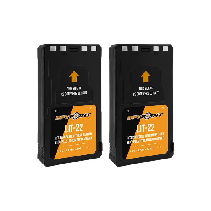 Spypoint 05538 LIT-22 Rechargeable Lithium Battery PackBlack 7.4 Volts (2) Single Pack