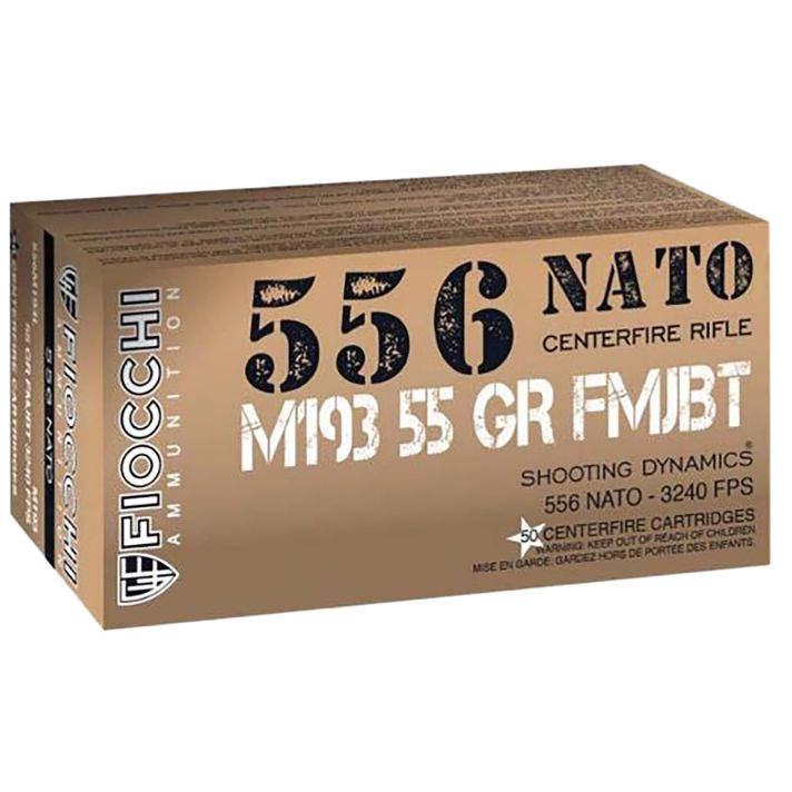 Fiocchi 556M193L 5.56NATO 55gr Full Metal Jacket Boat Tail 50 Per Box/20 Case