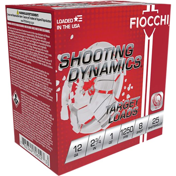 Fiocchi 12SD1X8 Shooting Dynamics12Gauge 2.75" 1oz 8Shot 25 Per Box/10 Case