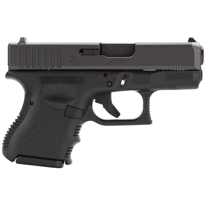 Glock PI3950201 G39 Gen3 Sub-Compact 45 GAP 6+1 3.43" Black Polygonal Rifled Barrel, Matte Black Serrated Slide, Black Polymer Frame, Black Textured Finger Grooved Polymer Grip, Right Hand