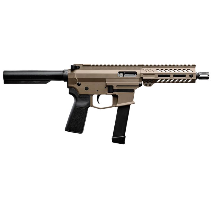 Angstadt Arms AAUDP09PF6 UDP-99mm Luger 15+1 6" Black Melonite Threaded Barrel, 5.50" Free Float M-LOK Handguards, Flat Dark Earth Cerakote Aluminum Picatinny Rail Receiver, Black B5 Grips