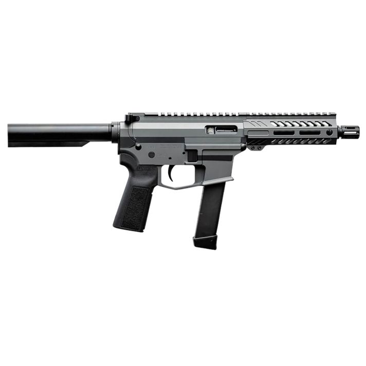 Angstadt Arms AAUDP09PG6 UDP-99mm Luger 15+1 6" Black Melonite Threaded Barrel, 5.50" Free Float M-LOK Handguards, Tactical Gray Cerakote Aluminum Picatinny Rail Receiver, Black B5 Grips