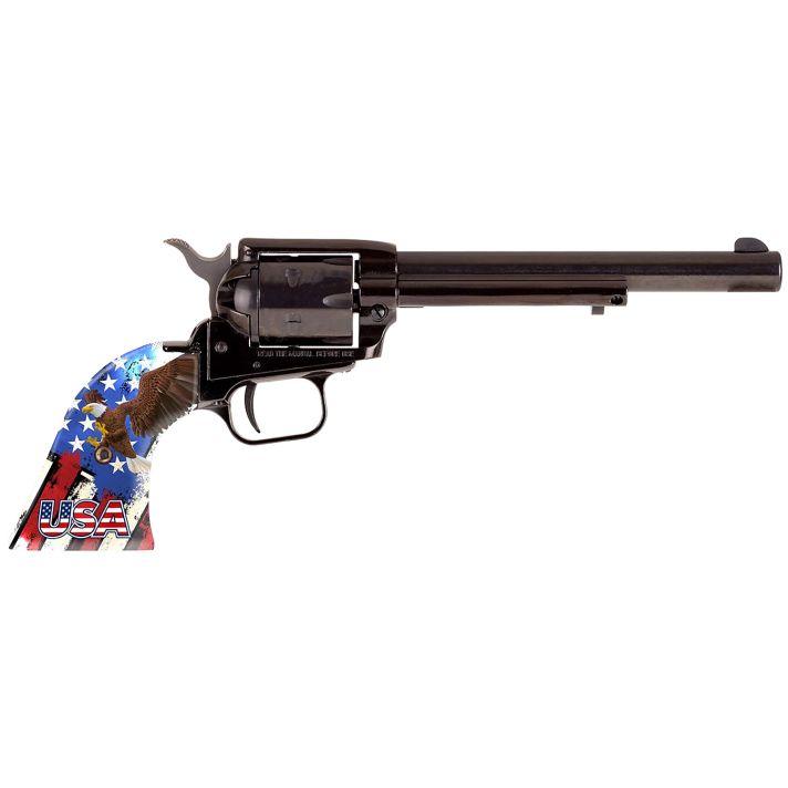 Heritage Mfg RR22B6US08 Rough Rider22 LR 6rd 6.50" Black Oxide Alloy Steel Barrel & Cylinder, Black Oxide Zinc Alloy Frame, USA Eagle Polymer Grip, Manual Safety, Exposed Hammer