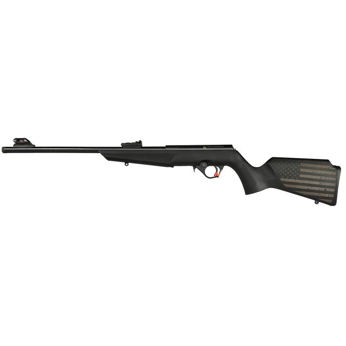 Rossi RB22L1611EN01 RB22 US Flag Compact 22 LR 10+1 16.50" Matte Black Threaded Barrel, Black Aluminum Receiver, Black w/US Flag Synthetic Fixed Stock