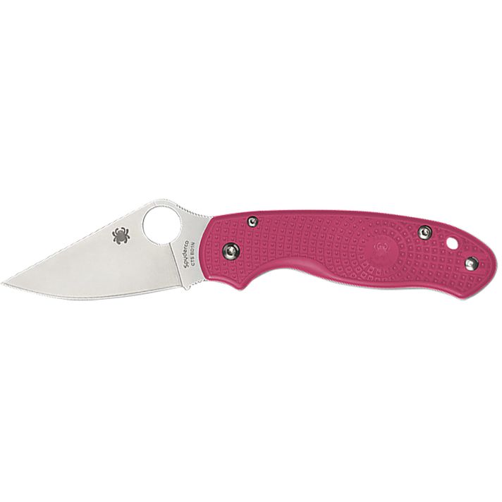 Spyderco C223PN Para 3 Lightweight Breast Cancer EDC 2.93" Folding Plain Satin CTS BD1N SS Blade, Pink Textured FRN Handle