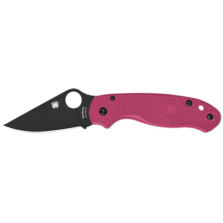 Spyderco C223PNBK Para 3 Lightweight Breast Cancer EDC 2.93" Folding Plain Black DLC BD1N SS Blade, Pink Textured FRN Handle