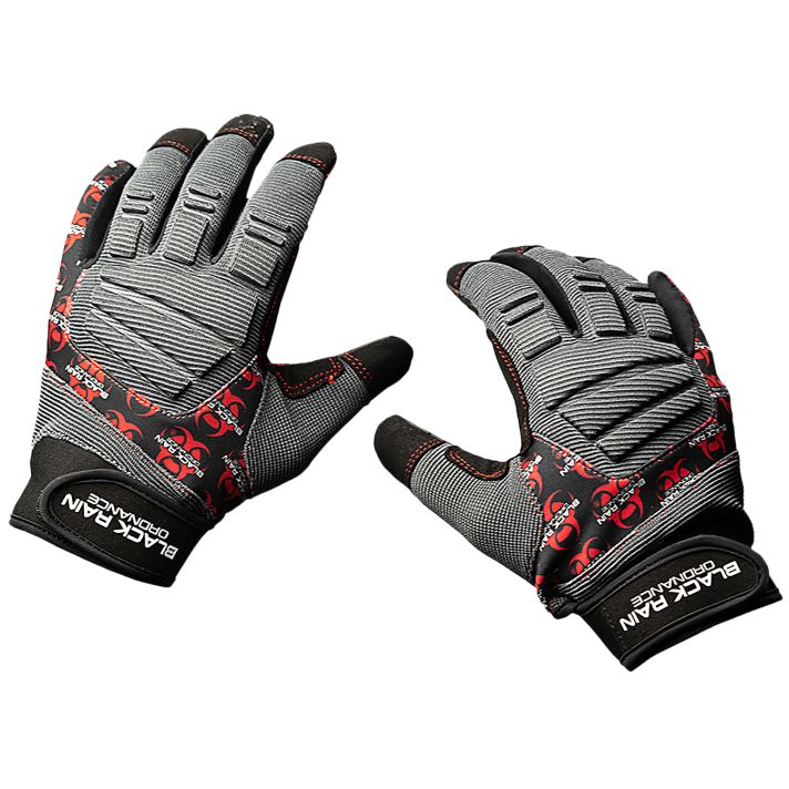 Black Rain Ordnance TACTGLOVEGRY/BLK/RD2XL Tactical GlovesBlack/Gray/Red 2XL Velcro