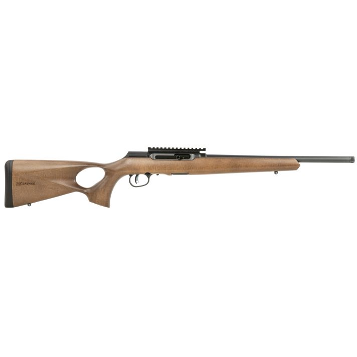 Savage Arms 47247 A Series Timber 22 LR 10+1 18" Black Threaded Barrel, Black Picatinny Rail Steel Receiver, Woodgrain Fixed Thumbhole Stock