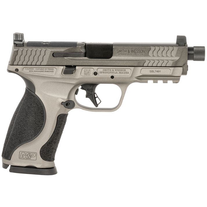 Smith & Wesson 14162 M&P M2.0Full Size Frame 9mm Luger 17+1, 4.63" Black Threaded Barrel, Gray Optic Cut/Serrated Steel Slide, Gray Aluminum Frame w/Picatinny Rail, Black Polymer Grip