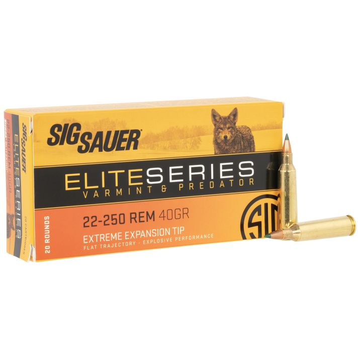 Sig Sauer E225VP4020 Elite Varmint & Predator 22-250Rem 40gr Extreme Expansion Tip 20 Per Box/10 Case