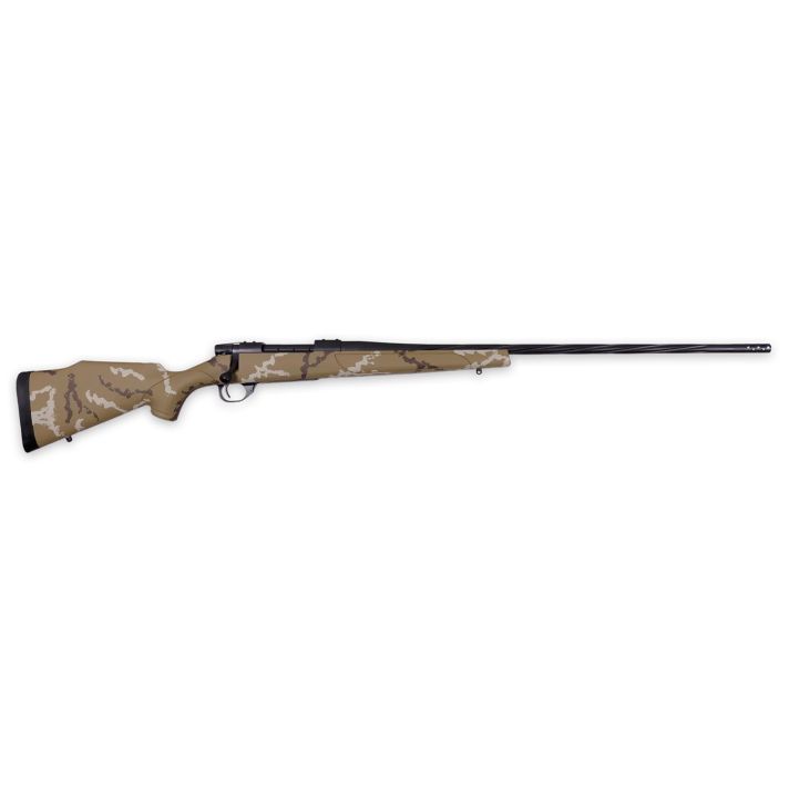 Weatherby VHH7MMPR6B Vanguard Outfitter Full Size 7mm PRC 3+1 26" Black Cerakote #2 Fluted/Threaded Barrel & Drilled & Tapped Steel Receiver, Tan w/Brown & White Sponge Monte Carlo Synthetic Stock