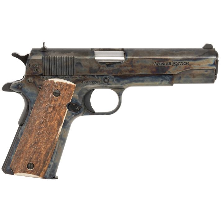 Cnc Firearms CNCVINTAGE1911 Colt 1911 Vintage Limited Edition 45 ACP 7+1 5" Stainless National Match Barrel, Color Case Hardened Steel Slide & Frame, Stag Grip