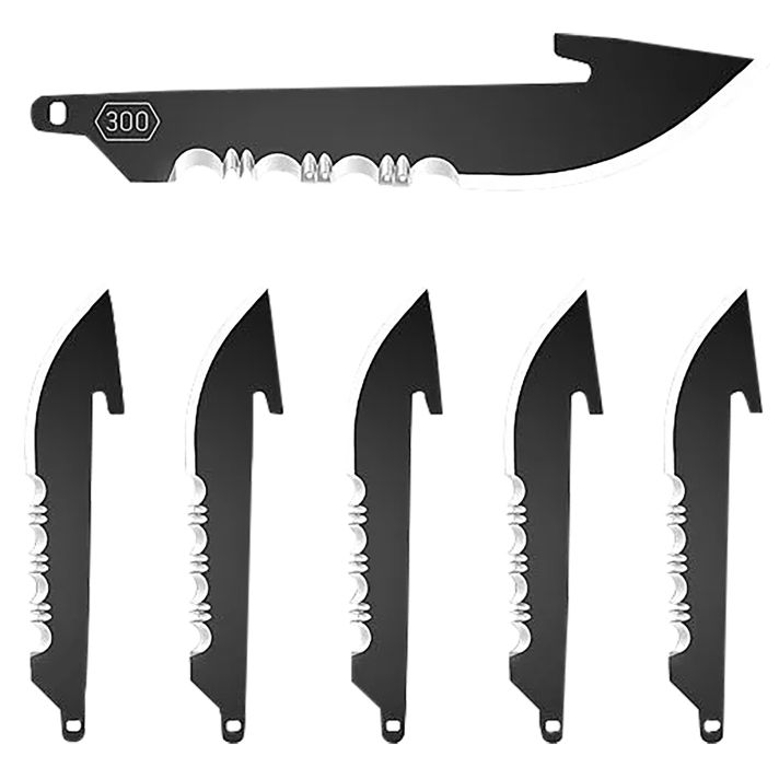 Outdoor Edge RRS30K6C Replacement Blades6 3" Black Drop Point Serrated 420J2 SS Blades